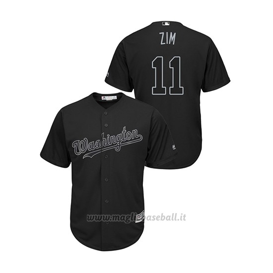 Maglia Baseball Hombre Washington Nationals 11 Ryan Zimmerman 2019 Players Weekend Replica Nero